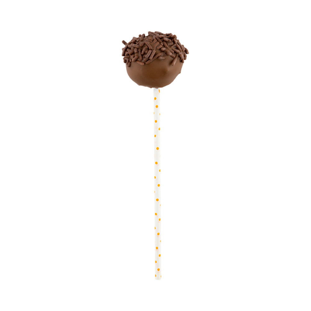 restaurantware Pastry Tek Orange Paper Cake Pop and Lollipop Stick - Polka Dots Biodegradable - 6" x 5/32" - 100 count box