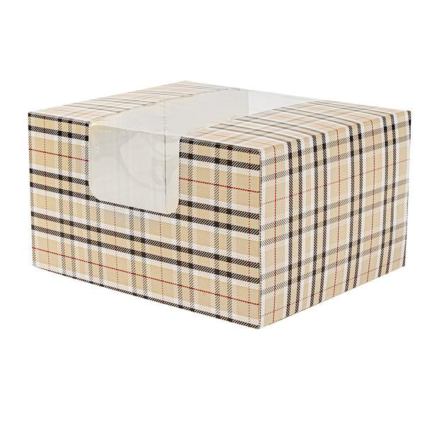Restaurantware Pastry Tek Plaid Paper Pastry / Cake Box - With Window - 7" X 6" X 4" - 100 Count Box