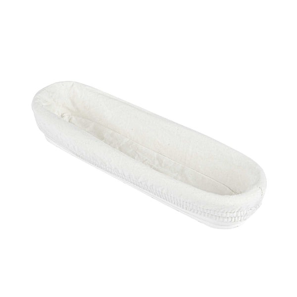 Restaurantware Pastry Tek Rattan Long Oval Natural Banneton Proofing Basket - With 2 Cotton Liners - 13 1/2" X 4" X 2 1/4" - 10 Count Box