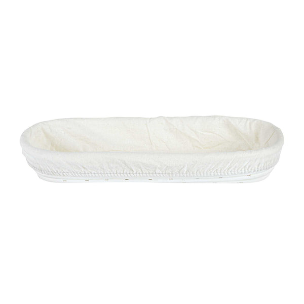 Restaurantware Pastry Tek Rattan Long Oval Natural Banneton Proofing Basket - With 2 Cotton Liners - 13 1/2" X 4" X 2 1/4" - 10 Count Box