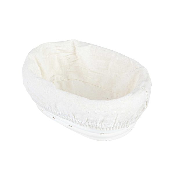 Restaurantware Pastry Tek Rattan Oval Natural Banneton Proofing Basket - With 2 Cotton Liners - 6 3/4" X 4 3/4" X 3 1/4" - 10 Count Box