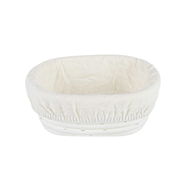 Restaurantware Pastry Tek Rattan Oval Natural Banneton Proofing Basket - With 2 Cotton Liners - 6 3/4" X 4 3/4" X 3 1/4" - 10 Count Box