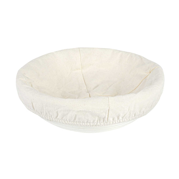 Restaurantware Pastry Tek Rattan Round Natural Banneton Proofing Basket - With 2 Cotton Liners - 9" X 9" X 3 1/4" - 10 Count Box