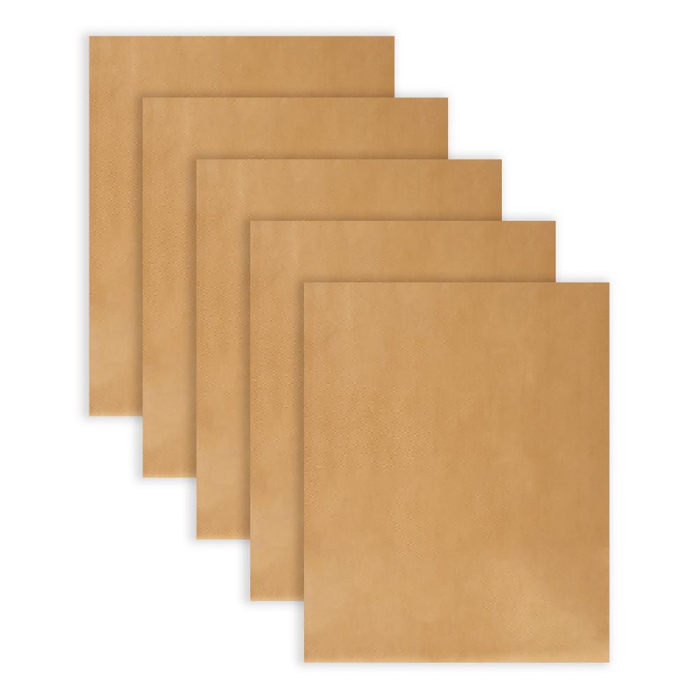 restaurantware Pastry Tek Rectangle Brown PTFE Oven Liner - Non-Stick For Bottom Of The Oven - 15 3/4" x 13" - 5 count box