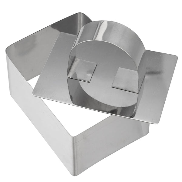 Restaurantware Pastry Tek Rectangle Stainless Steel Pastry Ring Mold - With Press - 3" X 2 1/4" X 1 1/2" - 1 Count Box