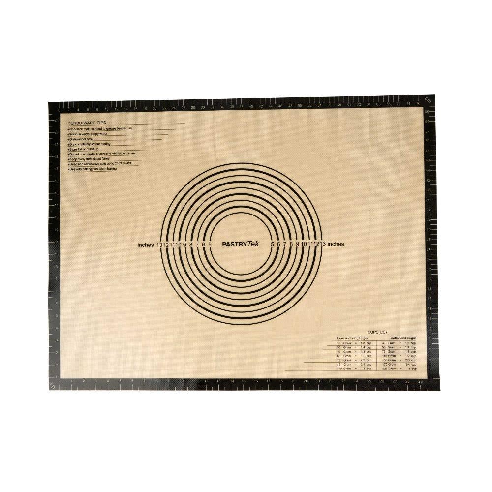 restaurantware Pastry Tek Rectangle Tan and Black Silicone Extra Large Baking Mat - Measurement Markings Ultra Durable - 23 1/2" x 31 1/2" - 1 count box