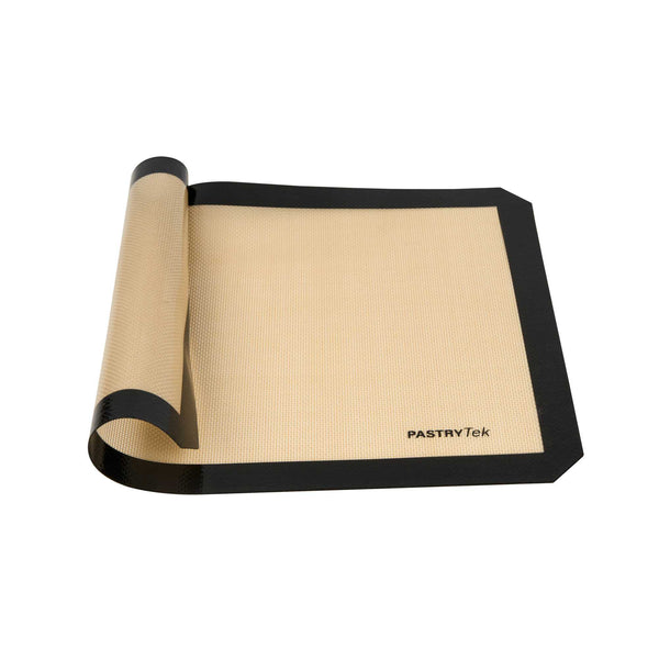 Restaurantware Pastry Tek Rectangle Tan And Black Silicone Half Size Baking Mat - Ultra Durable - 11 3/4" X 15 3/4" - 1 Count Box