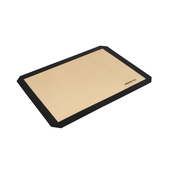 Restaurantware Pastry Tek Rectangle Tan And Black Silicone Half Size Baking Mat - Ultra Durable - 11 3/4" X 15 3/4" - 1 Count Box