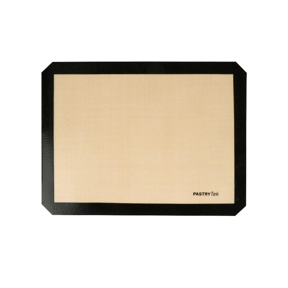 restaurantware Pastry Tek Rectangle Tan and Black Silicone Half Size Baking Mat - Ultra Durable - 11 3/4" x 15 3/4" - 1 count box
