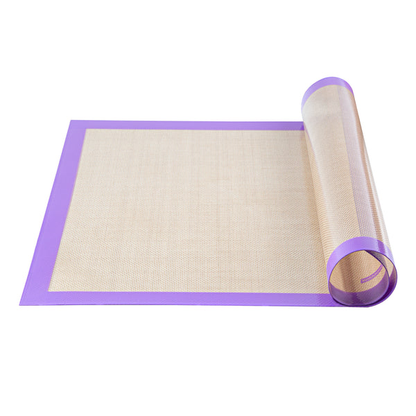 Restaurantware Pastry Tek Rectangle Tan And Purple Silicone Full Size Baking Mat - Allergen Safe Color-Coded - 15 3/4" X 23 1/2" - 1 Count Box