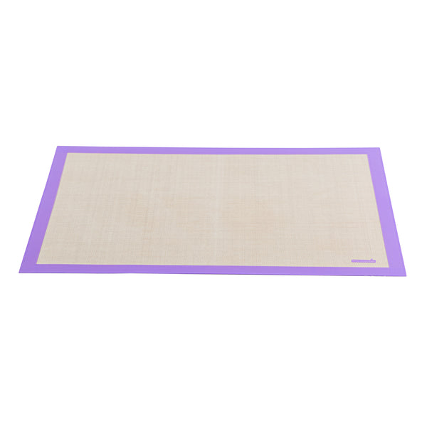 Restaurantware Pastry Tek Rectangle Tan And Purple Silicone Full Size Baking Mat - Allergen Safe Color-Coded - 15 3/4" X 23 1/2" - 1 Count Box