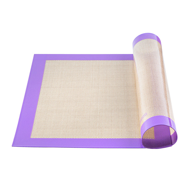 Restaurantware Pastry Tek Rectangle Tan And Purple Silicone Half Size Baking Mat - Allergen Safe Color-Coded - 11 3/4" X 15 3/4" - 1 Count Box