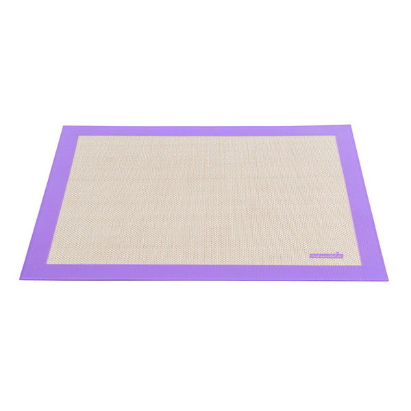 Restaurantware Pastry Tek Rectangle Tan And Purple Silicone Half Size Baking Mat - Allergen Safe Color-Coded - 11 3/4" X 15 3/4" - 1 Count Box