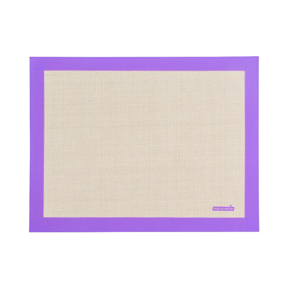 restaurantware Pastry Tek Rectangle Tan and Purple Silicone Half Size Baking Mat - Allergen Safe Color-Coded - 11 3/4" x 15 3/4" - 1 count box