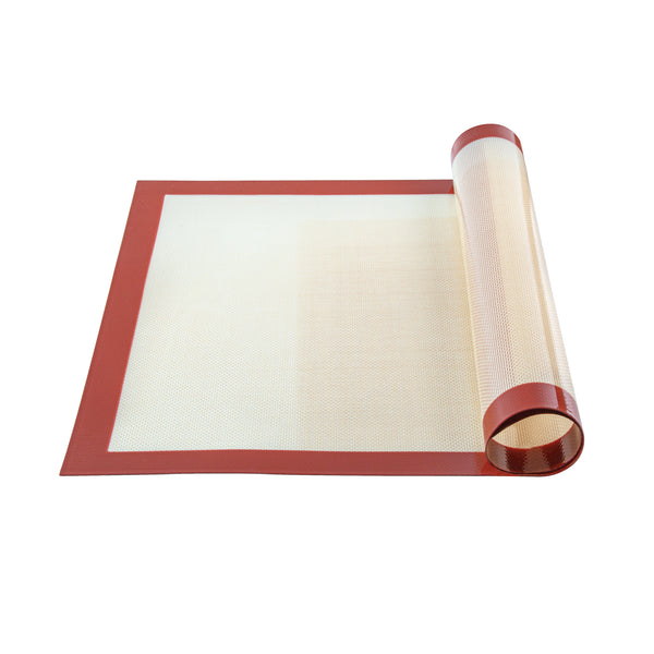 Restaurantware Pastry Tek Rectangle Tan And Red Silicone Full Size Baking Mat - Ultra Durable - 15 3/4" X 23 1/2" - 1 Count Box