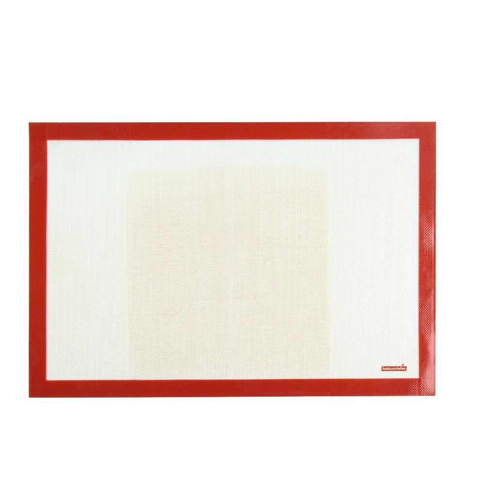 restaurantware Pastry Tek Rectangle Tan and Red Silicone Full Size Baking Mat - Ultra Durable - 15 3/4" x 23 1/2" - 1 count box