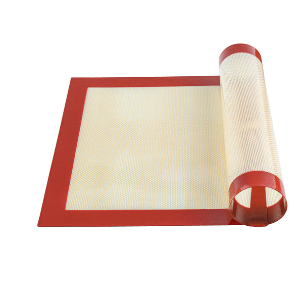 Restaurantware Pastry Tek Rectangle Tan And Red Silicone Half Size Baking Mat - Ultra Durable - 11 3/4" X 15 3/4" - 1 Count Box