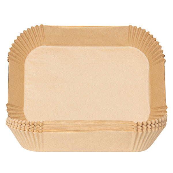 Restaurantware Pastry Tek Rectangle Unbleached Air Fryer Liner / Parchment Paper - Silicone Coated - 8" X 5 1/2" X 1 3/4" - 100 Count Box