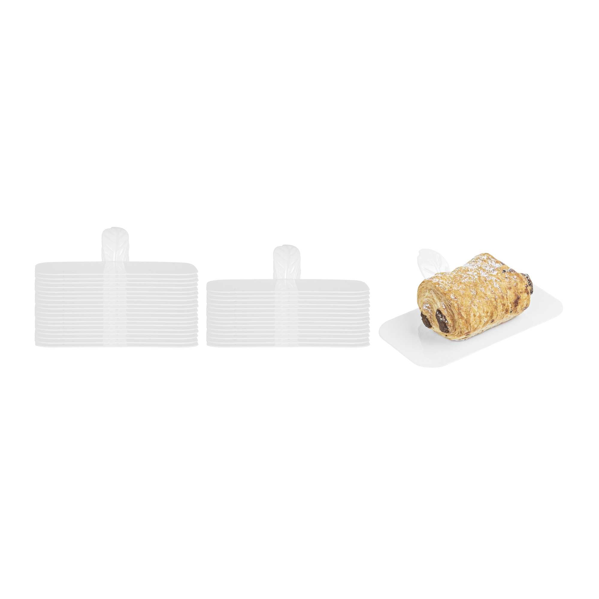 restaurantware Pastry Tek Rectangle White Plastic Pastry Pallet - 4" x 2 1/4" x 1" - 100 count box