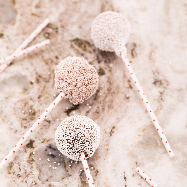 Restaurantware Pastry Tek Red Paper Cake Pop And Lollipop Stick - Polka Dots Biodegradable - 6" X 5/32" - 100 Count Box