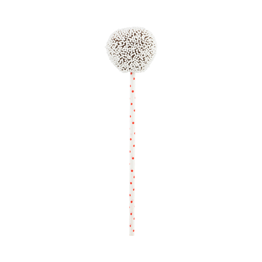 restaurantware Pastry Tek Red Paper Cake Pop and Lollipop Stick - Polka Dots Biodegradable - 6" x 5/32" - 100 count box