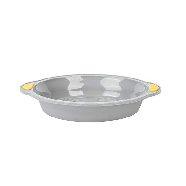 Restaurantware Pastry Tek Round Gray Silicone Cake Pan - Non-Stick With Handles - 11 1/4" X 10 1/4" X 1 3/4" - 10 Count Box
