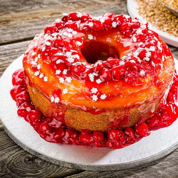 Restaurantware Pastry Tek Round Metallic Silver Cardboard Cake Drum Board - Covered Edge - 12" X 12" X 1/2" - 1 Count Box