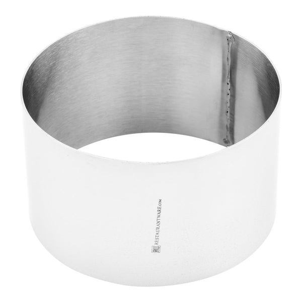 Restaurantware Pastry Tek Round Silver Stainless Steel Pastry Ring Mold - 4" X 4" X 2 1/2" - 1 Count Box