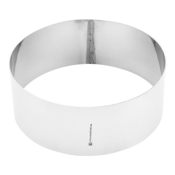 Restaurantware Pastry Tek Round Silver Stainless Steel Pastry Ring Mold - 6" X 6" X 2 1/2" - 1 Count Box