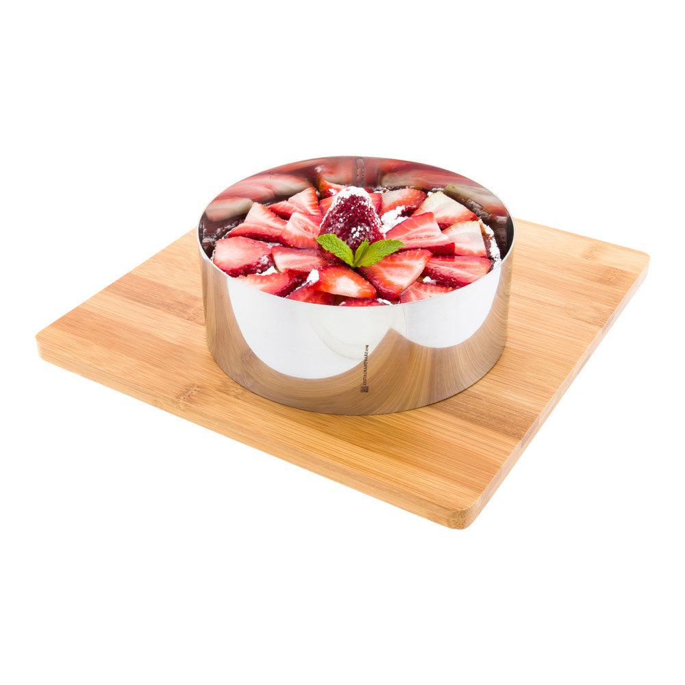 restaurantware Pastry Tek Round Silver Stainless Steel Pastry Ring Mold - 6" x 6" x 2 1/2" - 1 count box