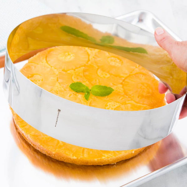 Restaurantware Pastry Tek Round Silver Stainless Steel Pastry Ring Mold - 10" X 10" X 2 1/2" - 1 Count Box
