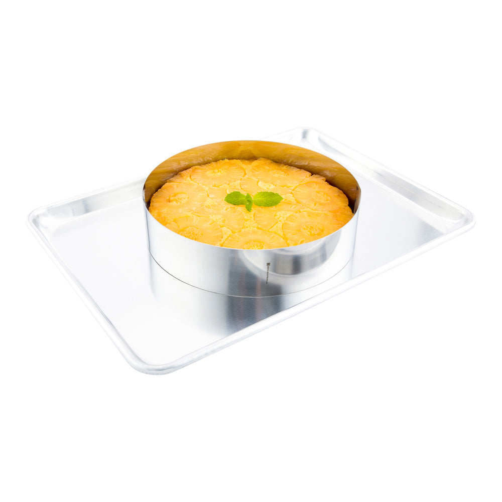 restaurantware Pastry Tek Round Silver Stainless Steel Pastry Ring Mold - 10" x 10" x 2 1/2" - 1 count box