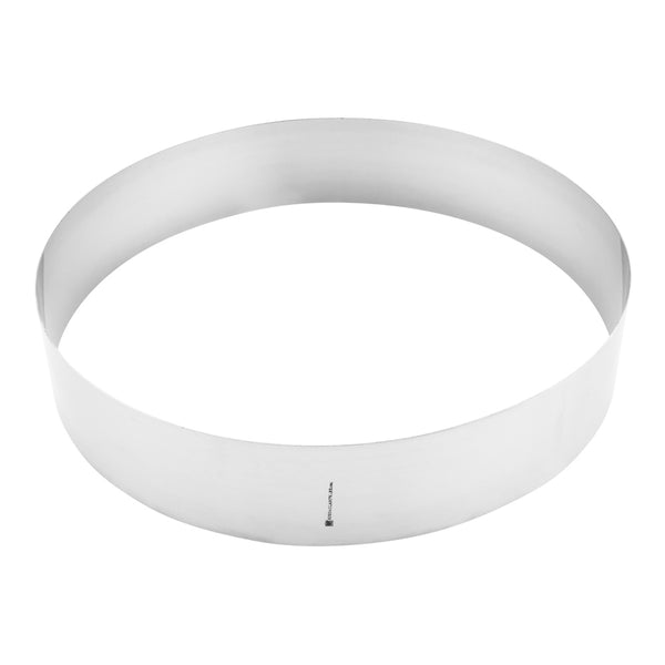 Restaurantware Pastry Tek Round Silver Stainless Steel Pastry Ring Mold - 12" X 12" X 2 1/2" - 1 Count Box