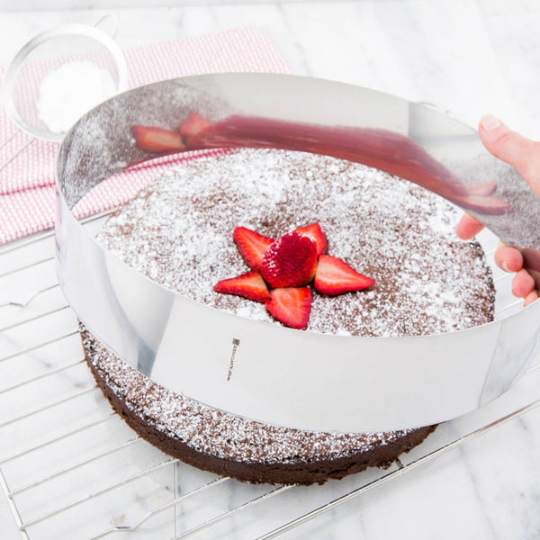 Restaurantware Pastry Tek Round Silver Stainless Steel Pastry Ring Mold - 12" X 12" X 2 1/2" - 1 Count Box