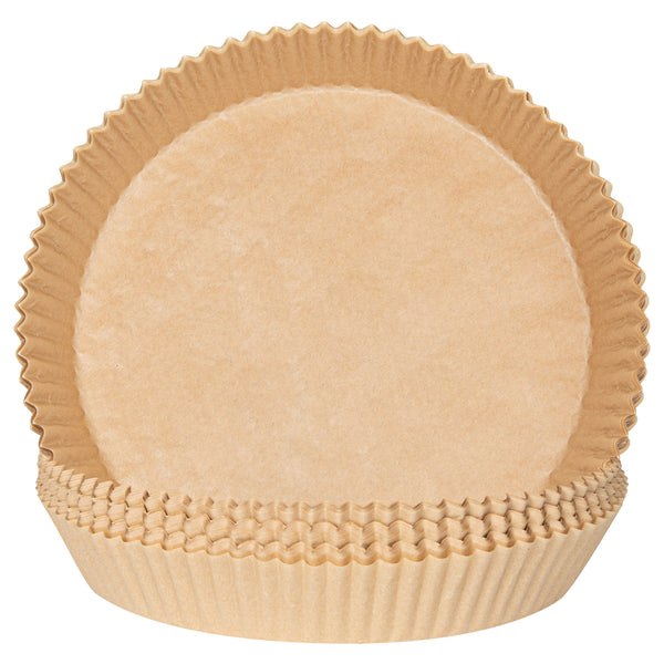 Restaurantware Pastry Tek Round Unbleached Air Fryer Liner / Parchment Paper - Silicone Coated - 8" X 8" X 1 3/4" - 100 Count Box
