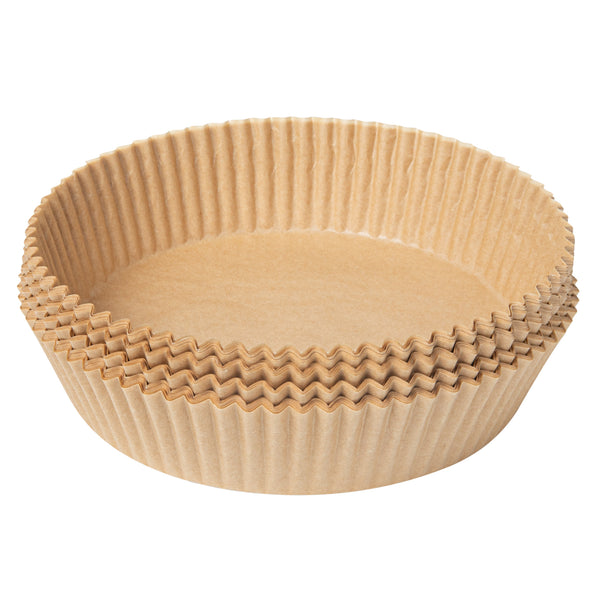 Restaurantware Pastry Tek Round Unbleached Air Fryer Liner / Parchment Paper - Silicone Coated - 6 1/4" X 6 1/4" X 1 3/4" - 100 Count Box