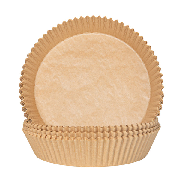 Restaurantware Pastry Tek Round Unbleached Air Fryer Liner / Parchment Paper - Silicone Coated - 6 1/4" X 6 1/4" X 1 3/4" - 100 Count Box