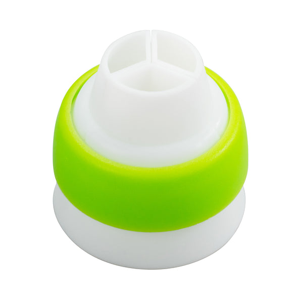 Restaurantware Pastry Tek Round White Plastic Tri-Color Russian Piping Tip Coupler - 1 Count Box