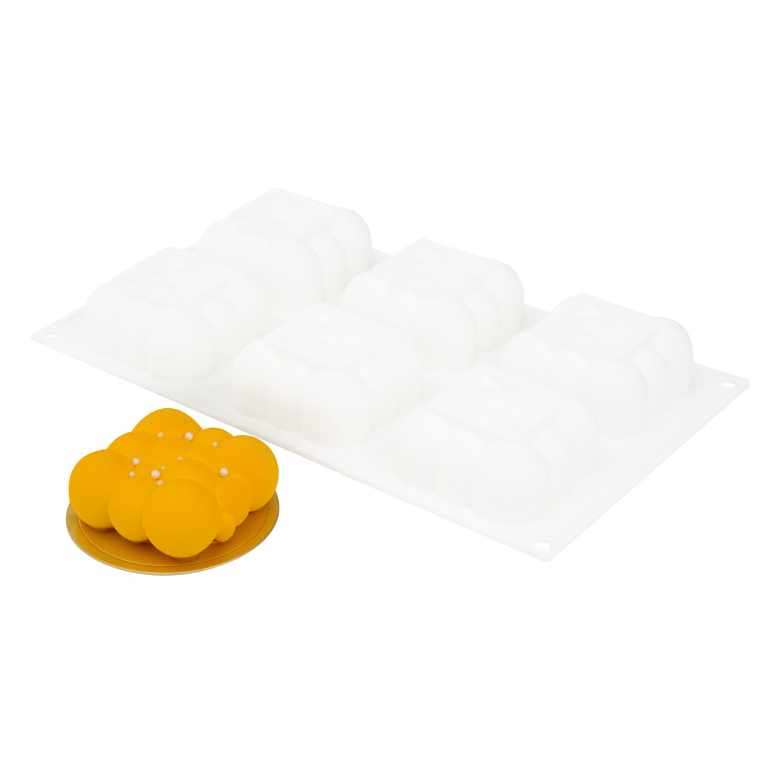 restaurantware Pastry Tek Silicone Bubble Cloud Baking Mold - 6-Compartment - 10 count box