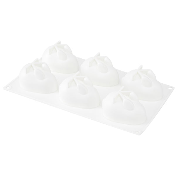 Restaurantware Pastry Tek Silicone Bunny Baking Mold - 6-Compartment - 10 Count Box