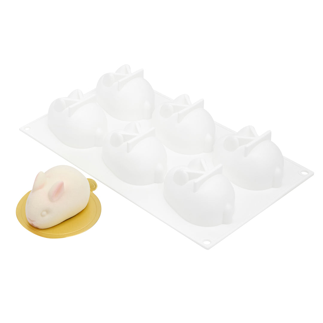 restaurantware Pastry Tek Silicone Bunny Baking Mold - 6-Compartment - 10 count box
