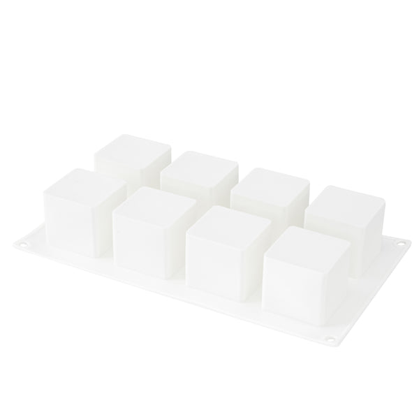 Restaurantware Pastry Tek Silicone Cube Baking Mold - 8-Compartment - 10 Count Box