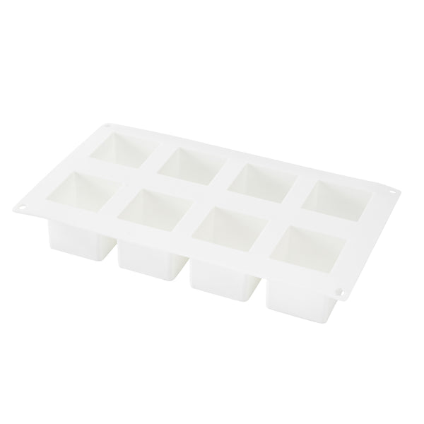 Restaurantware Pastry Tek Silicone Cube Baking Mold - 8-Compartment - 10 Count Box