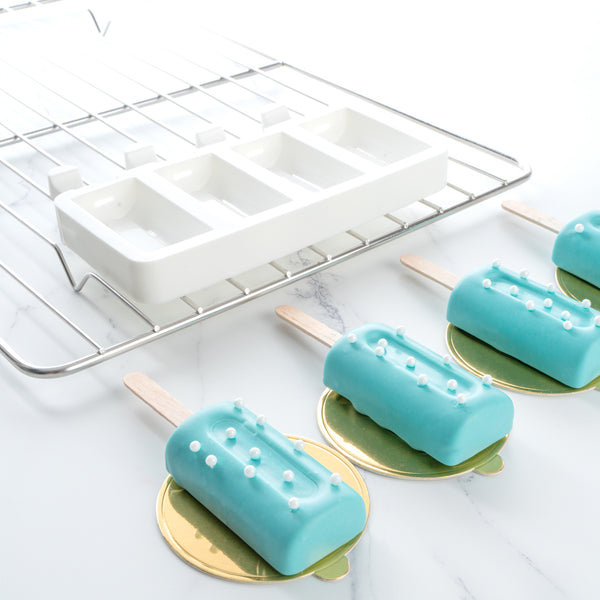 Restaurantware Pastry Tek Silicone Cylinder Popsicle Mold - 4-Compartment - 10 Count Box