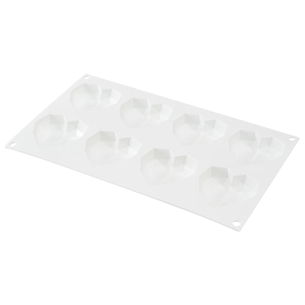 Restaurantware Pastry Tek Silicone Diamond Heart Baking Mold - 8-Compartment - 10 Count Box