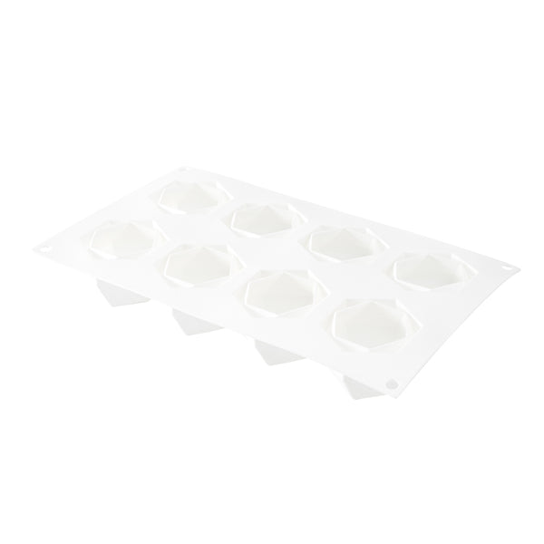 Restaurantware Pastry Tek Silicone Diamond Sphere Baking Mold - 8-Compartment - 10 Count Box