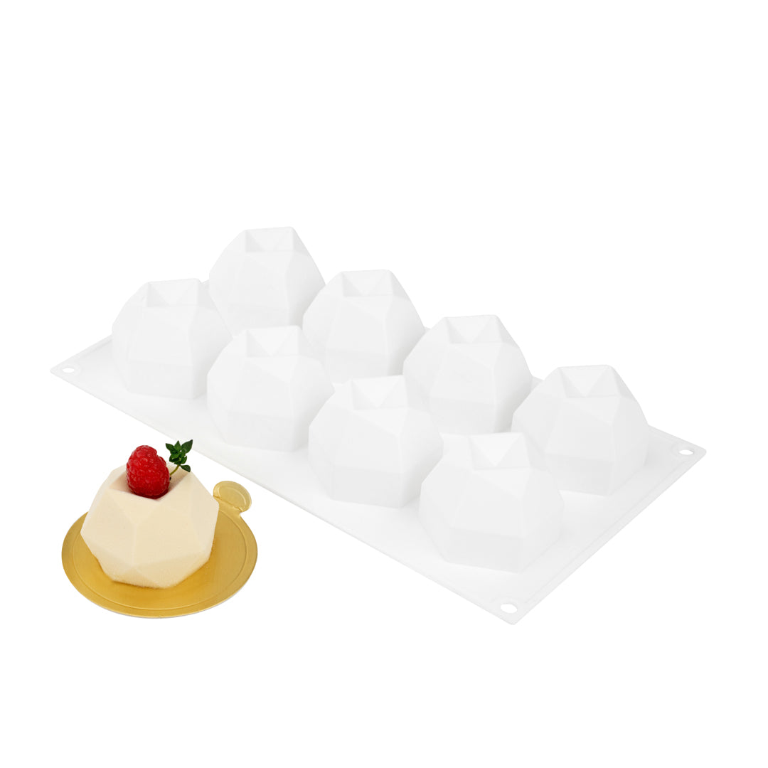 restaurantware Pastry Tek Silicone Diamond Sphere Baking Mold - 8-Compartment - 10 count box