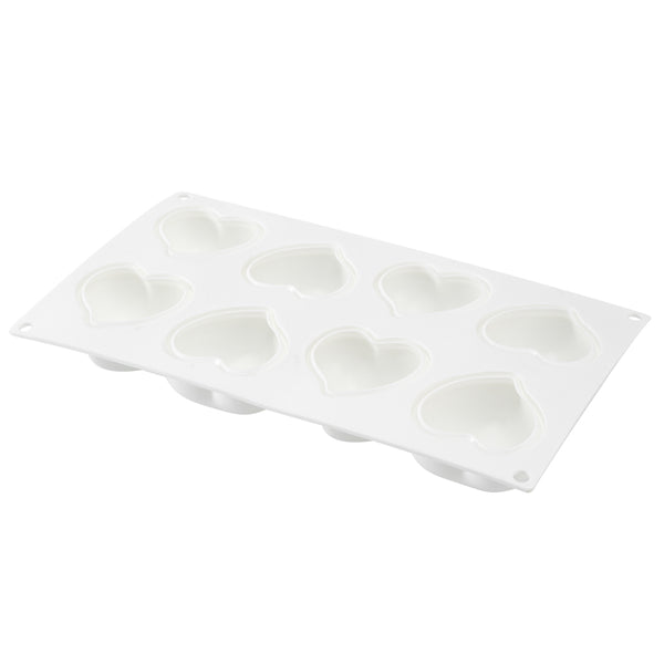 Restaurantware Pastry Tek Silicone Heart Baking Mold - 8-Compartment - 10 Count Box