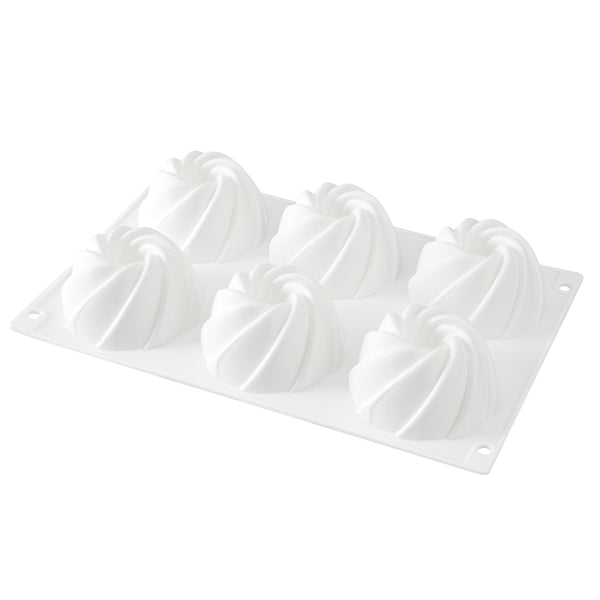 Restaurantware Pastry Tek Silicone Mini Bundt Cake Baking Mold - 6-Compartment - 10 Count Box