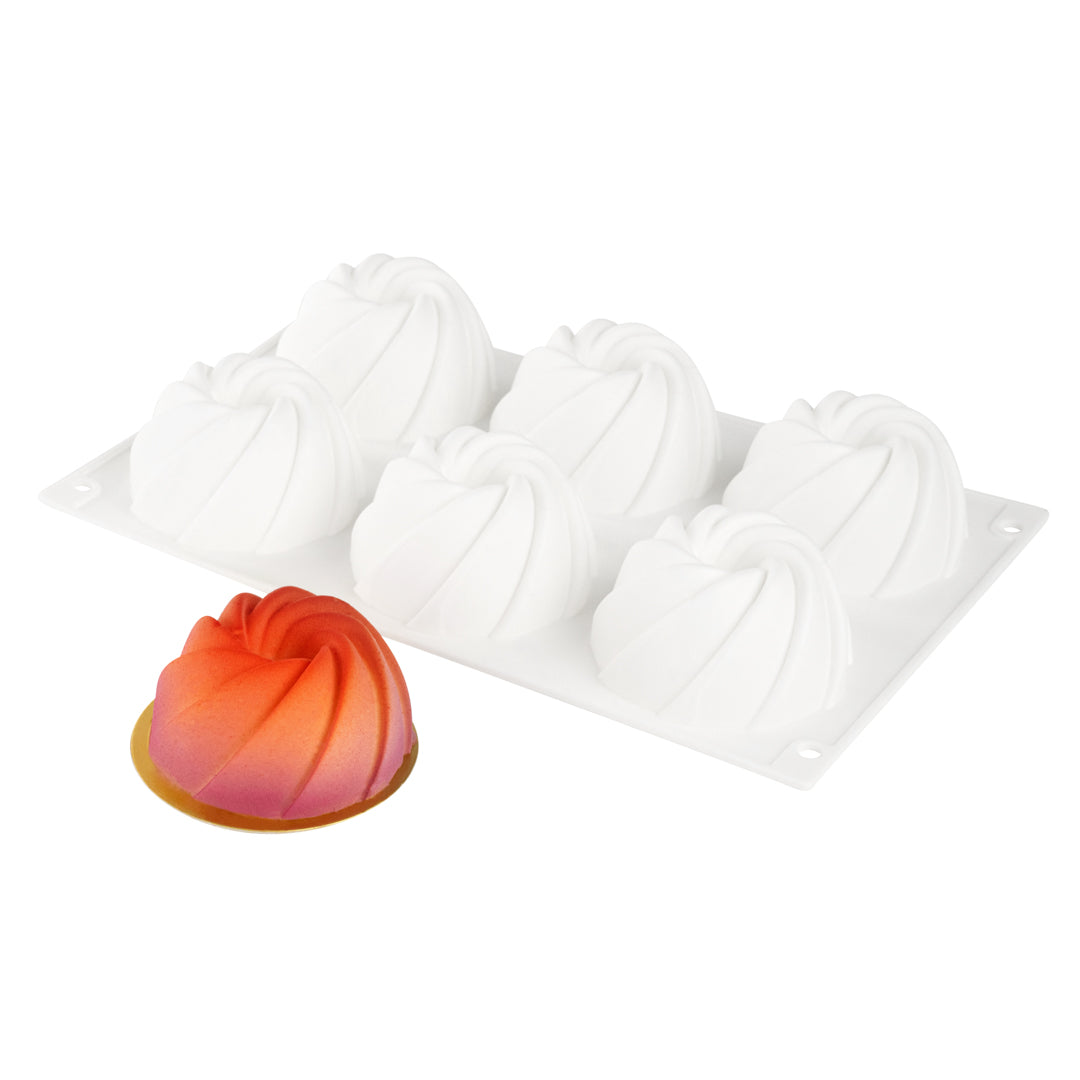 restaurantware Pastry Tek Silicone Mini Bundt Cake Baking Mold - 6-Compartment - 10 count box